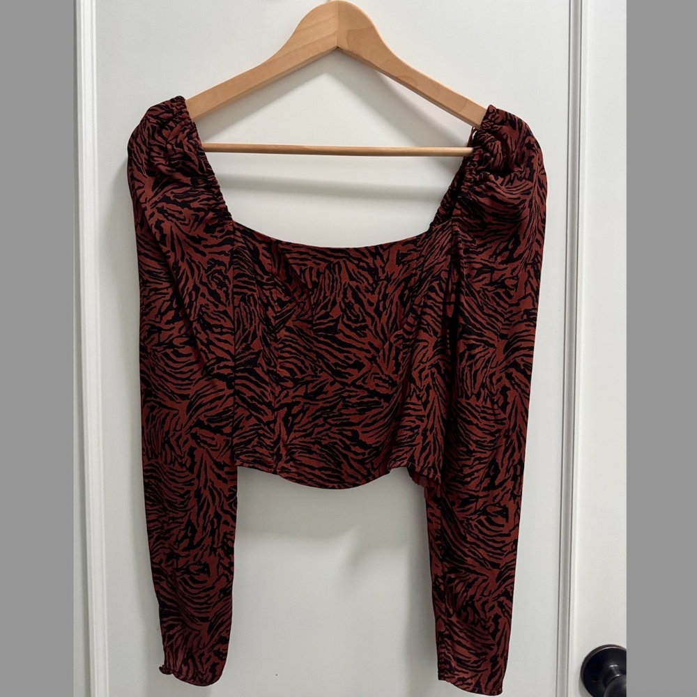 & Other Stories Zebra Print Square Neck Top (Size US 2)